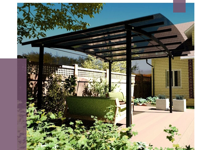 Навесы для террасы в Мариинске от 13002 руб. под ключ | ПРОЛЁТ-Мрн