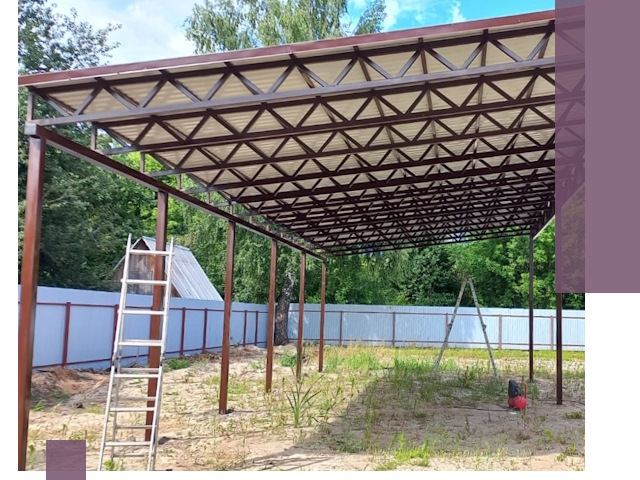 Односкатные навесы под ключ в Мариинске — изготовление и монтаж